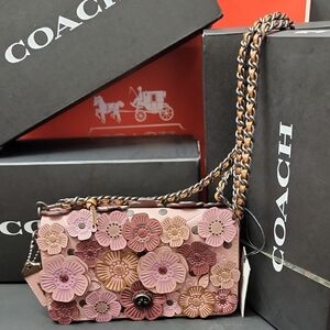 Coach ☆1941☆ DinkyTea Rose Appliqué Crossbody with Chain Strap No. 38197